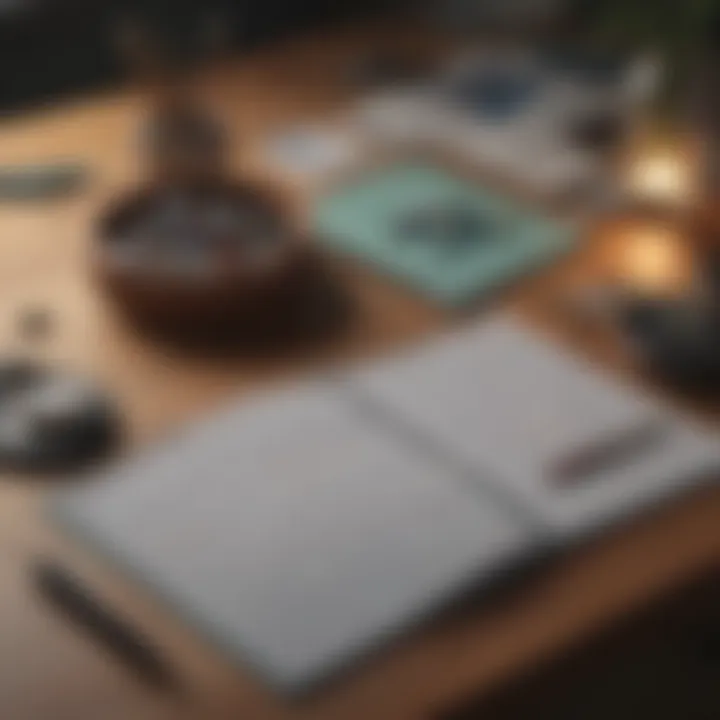 An organized desk with a planner and stress-relief tools