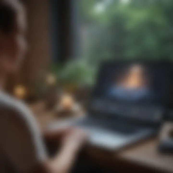 Guided meditation session on a laptop