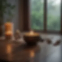 A serene setting for meditation with candles and incense