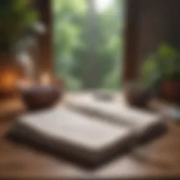 An open journal with mindfulness notes and calming illustrations.