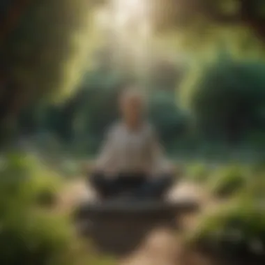 A person meditating in a peaceful garden setting