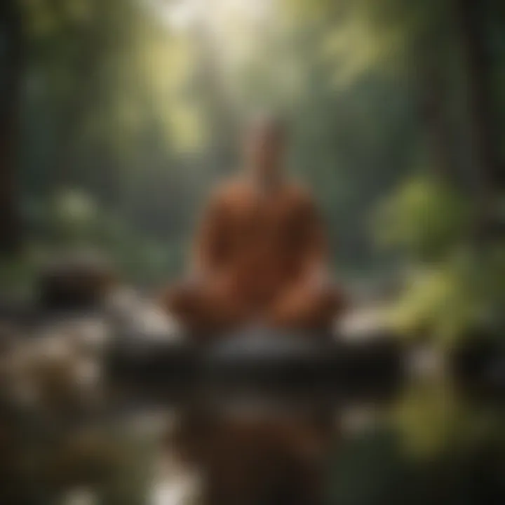 A person meditating in a tranquil setting