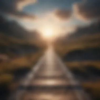 Journey of Self-Discovery An open pathway leading towards a bright horizon, representing the journey of self-discovery.