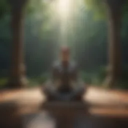 A person meditating in a serene environment