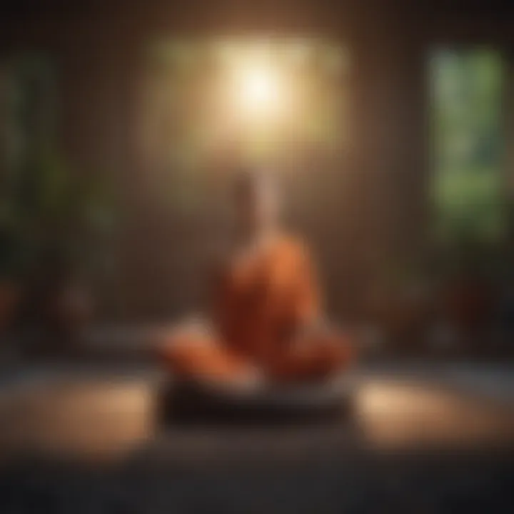 A peaceful meditation session, symbolizing mindfulness practice