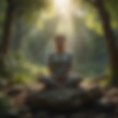 A person meditating in a serene outdoor space