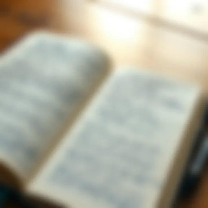 A journal opened with notes and mindfulness prompts