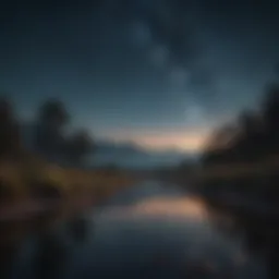 Serene nighttime landscape with stars