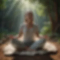 Person meditating in a serene environment