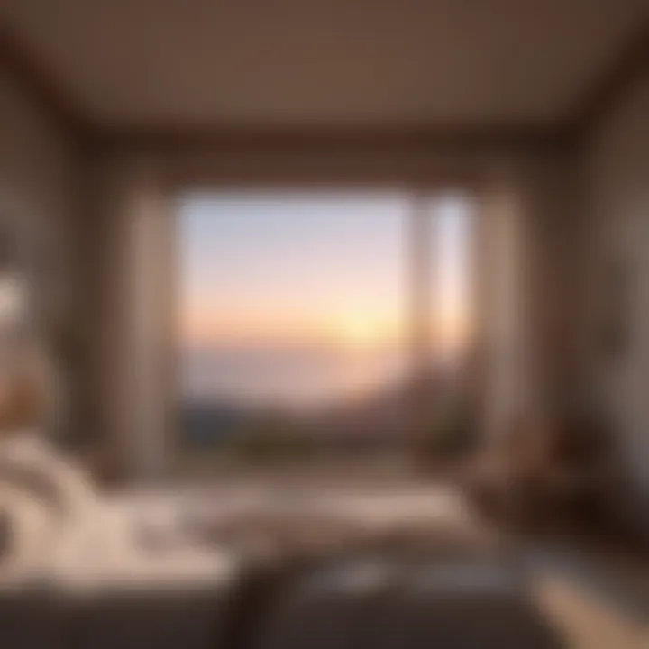 A serene sunrise illuminating a peaceful bedroom, symbolizing a fresh start.