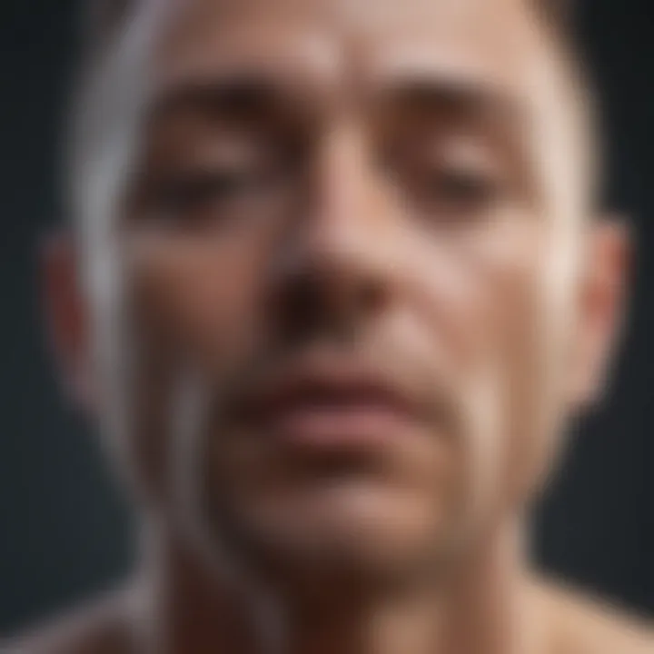 Close-up of a breath control exercise
