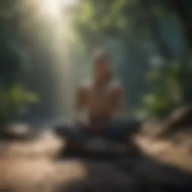 A person meditating in a peaceful environment