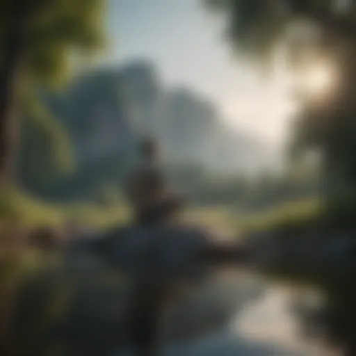 Tranquil landscape promoting mindfulness