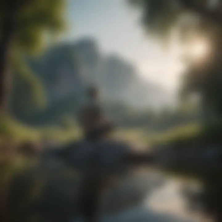 Tranquil landscape promoting mindfulness
