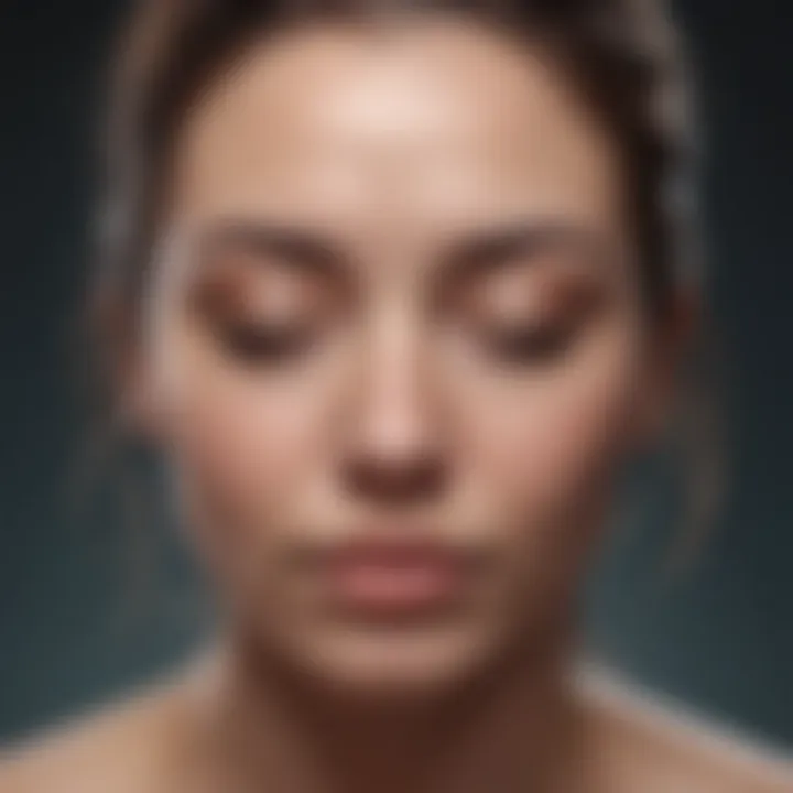 A close-up of a person meditating, eyes closed, showcasing a peaceful expression