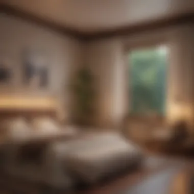 Cozy bedroom with soft lighting and relaxation elements