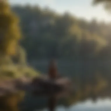 A person sitting quietly by a lakeside, absorbing the solitude