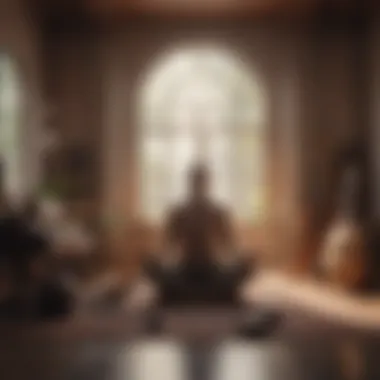Meditative State Enhanced by Sound An individual meditating while surrounded by musical instruments