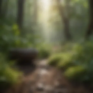 Nature's Harmony and Music's Influence A tranquil nature scene with soft music notes in the air