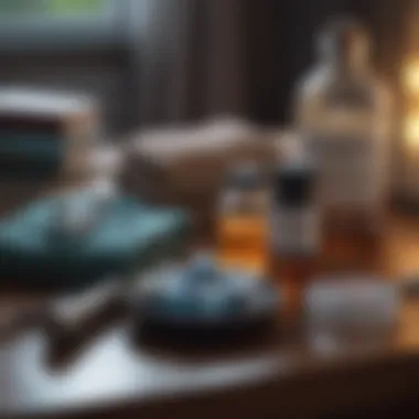 Therapeutic Tools for PTSD Management Medication and therapeutic tools placed on a table for PTSD treatment