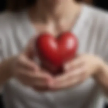 Compassionate Care for Emotional Well-being A gentle hand on a heart, symbolizing care and compassion
