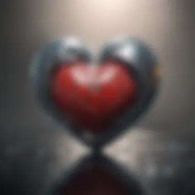 A heart symbol fractured, representing emotional pain