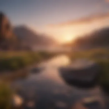 Healing Landscape at Sunset A serene landscape with a sunset, symbolizing healing
