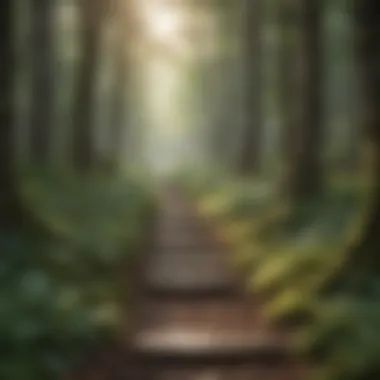 A winding path through a forest, representing the journey of personal growth after experiencing heartache.