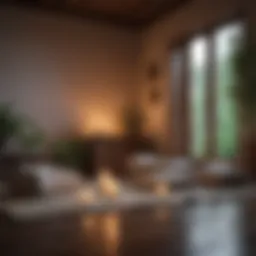 Serene meditation space with cushions and candles