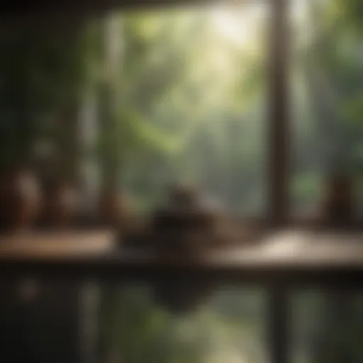 A serene meditation space with natural elements