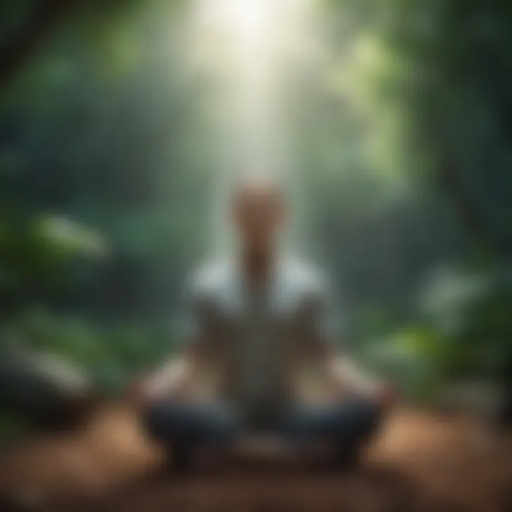 Illustration of a meditative figure surrounded by calming elements