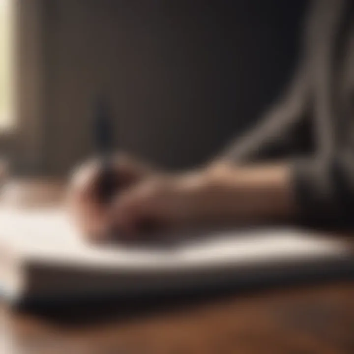 Journal and pen for reflective writing on emotions