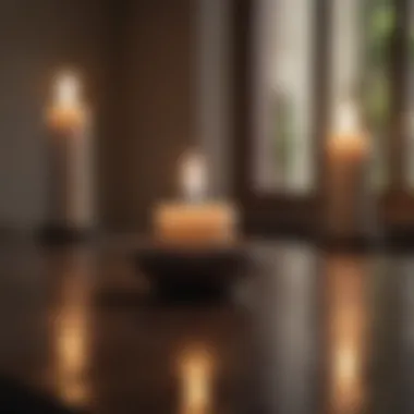 A calming meditation setting with candles