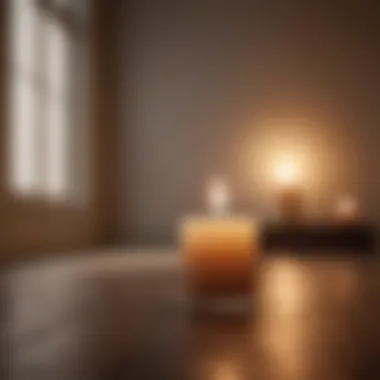 A candle casting a gentle glow in a dim room