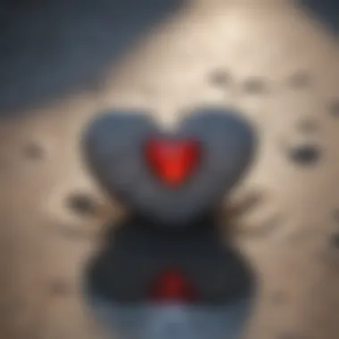 A heart-shaped stone resting on a calm surface