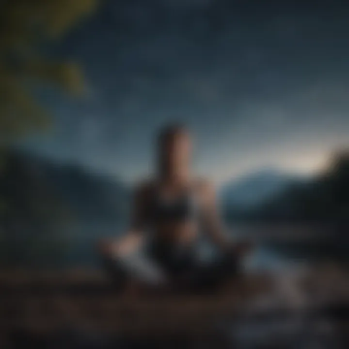 Meditation session under a starlit sky.