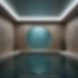 An interior view of a sensory deprivation tank emphasizing tranquility