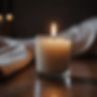 Using Soft Lighting for Relaxation A soft candle glowing in the dark.