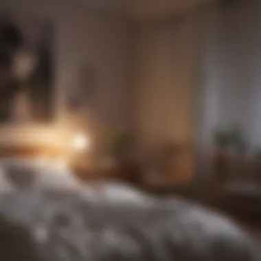 Creating a Peaceful Sleep Environment A tranquil bedroom setting with dim lighting.