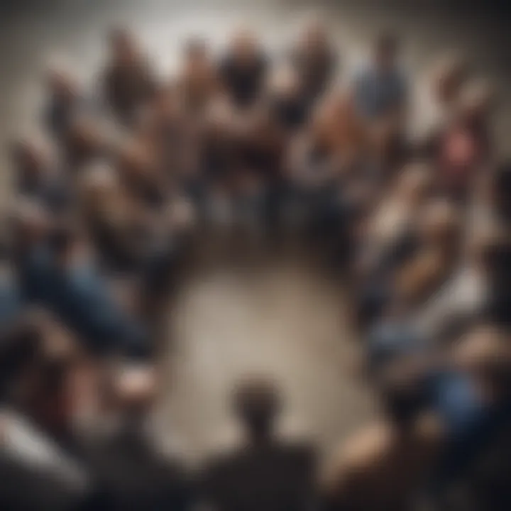 A supportive group gathered in a circle, fostering connection and understanding