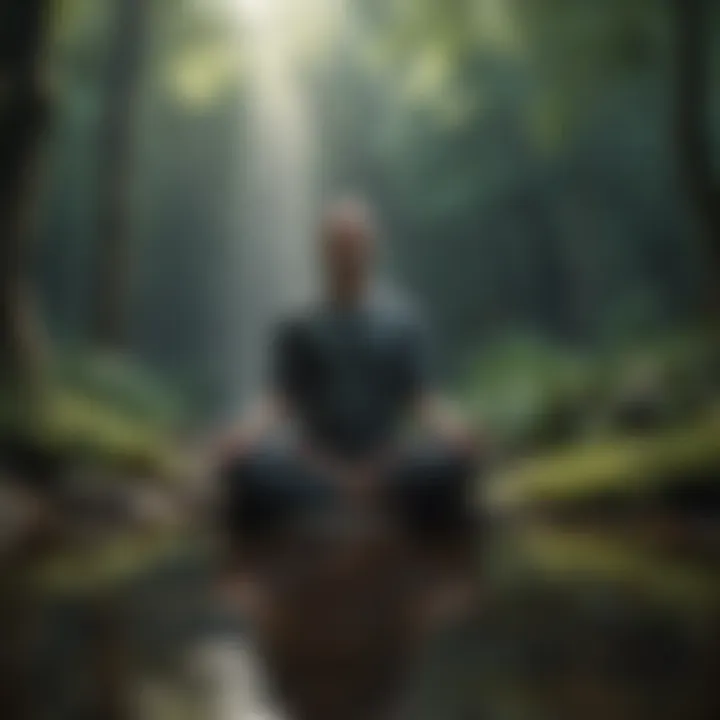 The Power of Mindfulness A person meditating in a tranquil environment.