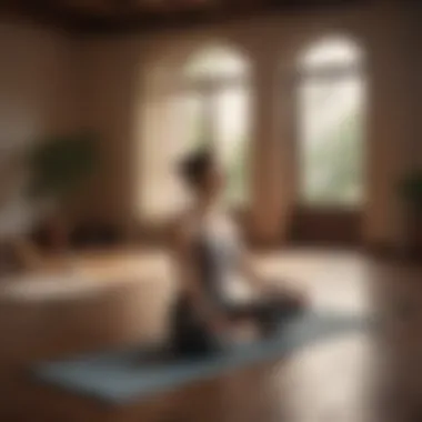 Yoga session in a tranquil setting with soft lighting